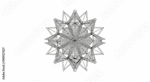 Intricate geometric starburst pattern with sharp, angular lines and layered triangular shapes