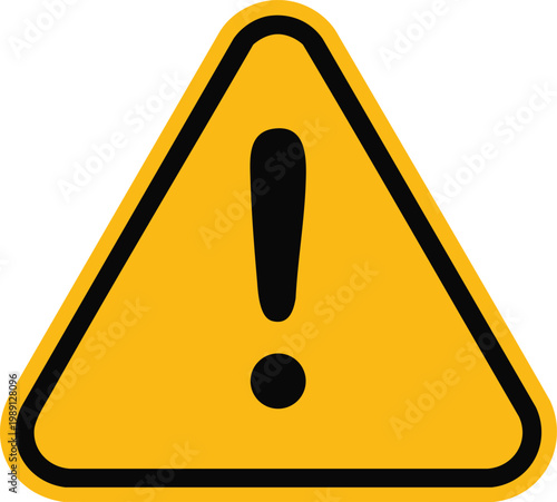 Yellow warning triangle with black exclamation mark a universal symbol for caution and alert isolated on white background for safety and information design