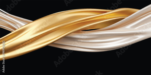 A dynamic black smoke swirl on a white background creates a smooth, flowing wave pattern with an elegant and artistic motion texture design