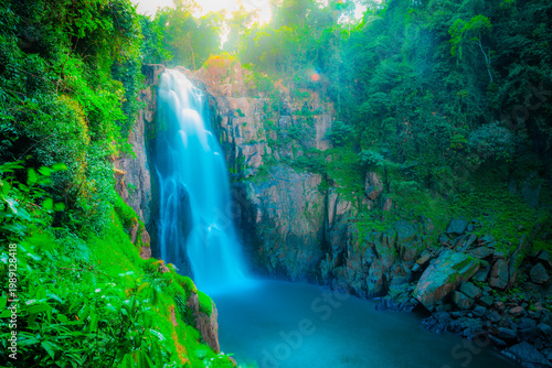 Beautiful deep forest waterfall at Haew narok waterfall, khao yai national park, Thailand