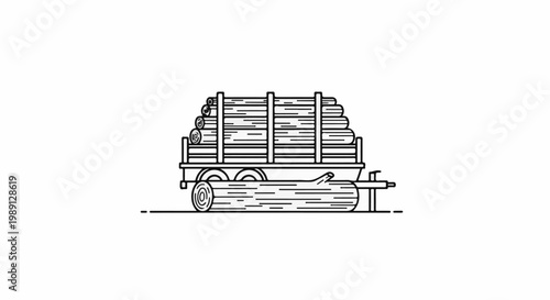 Line art icon of a trailer loaded with logs