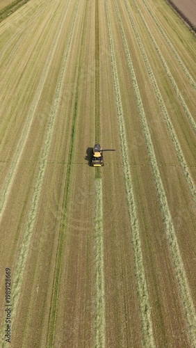Silage Harvesting Tractor Field Drone View Europe