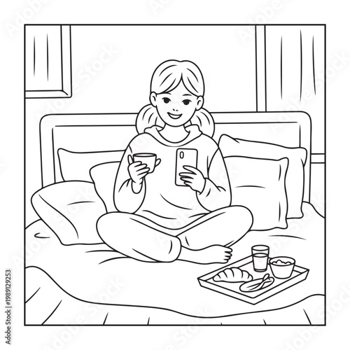 Rich girl moments: Bold and easy coloring pages for adults. line art illustration.