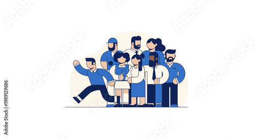 Diverse group of happy people.