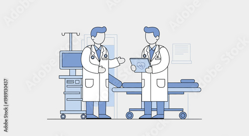 Doctors in Hospital Room Talking.