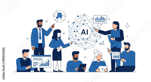 Business people working with AI.