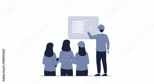 People looking at presentation.