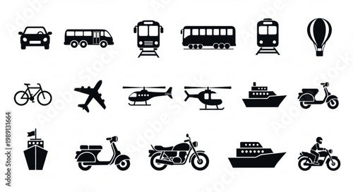 set of transport icons on white background