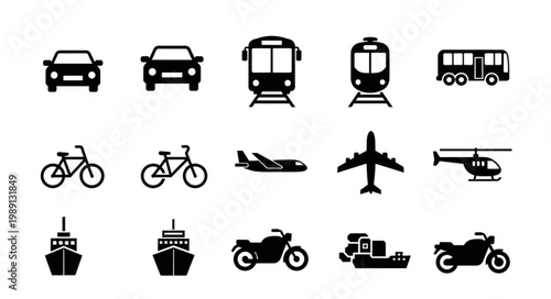 transportation icons set