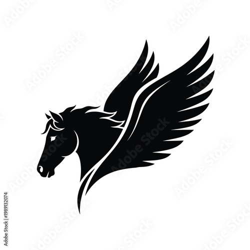 Black Horse with Wings Silhouette 1.