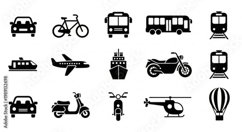 Transport icons set isolated