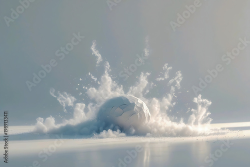 Object dissolving into soft particles representing disappearance, transformation, and digital transition concept.