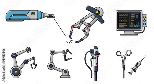 Robotic surgical tools and equipment.