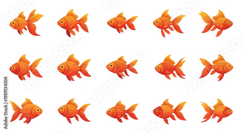 Multiple goldfish swimming together in water.