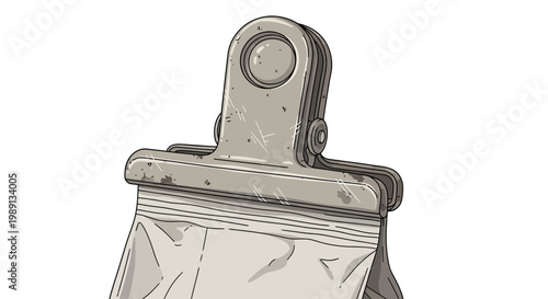 Binder clip holding plastic bag with food, isolated on white