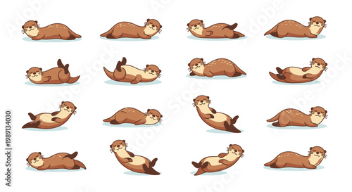 Otter lying down various poses.