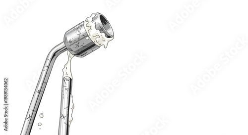 Chrome Shower Head Dripping Foamy Water