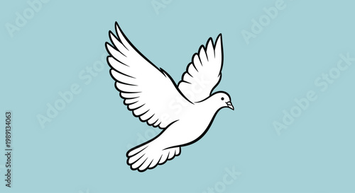 White dove in flight freely soaring.