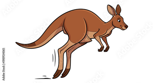 Brown kangaroo jumping fast freely outside.