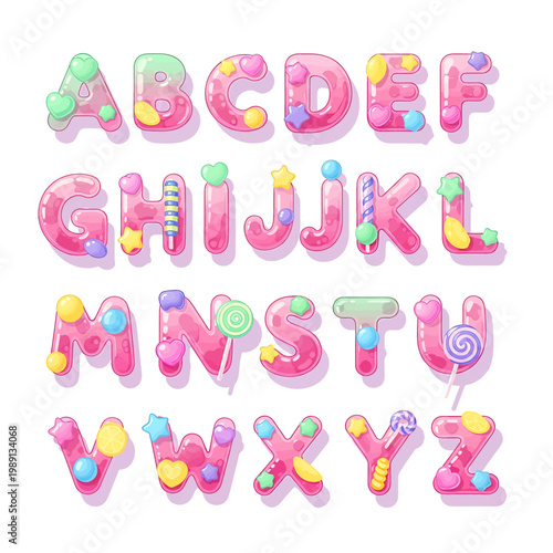 Colorful candy alphabet letters set.