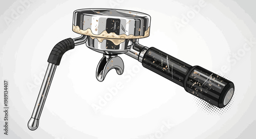 Espresso Machine Portafilter with Coffee Grounds