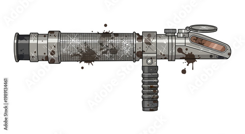 Futuristic Sci-Fi Weapon, Retro Futuristic Raygun, Grungy Sci-Fi Blaster