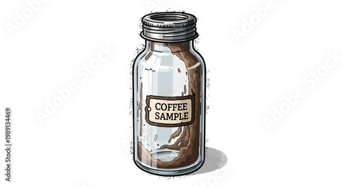 Glass jar with coffee sample and label