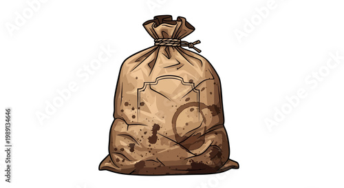 Old Sacked Bag with Dirt Stains, Isolated