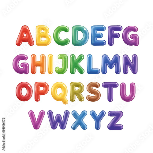 Multicolored Alphabet Letters in 3D.