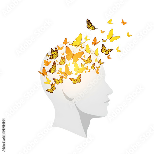 Butterflies Emerging from Human Head.