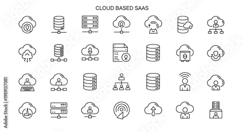 Cloud Based SaaS Icons for Modern Technology and Data Management.