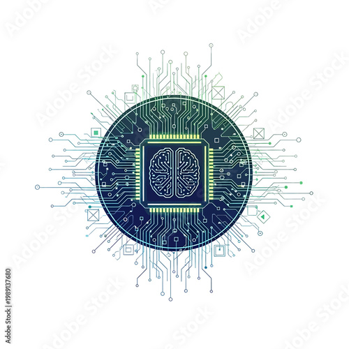 Brain Circuit Board Technology Concept.