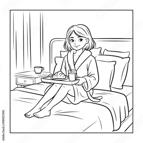 Rich girl moments: Bold and easy coloring pages for adults. line art illustration.