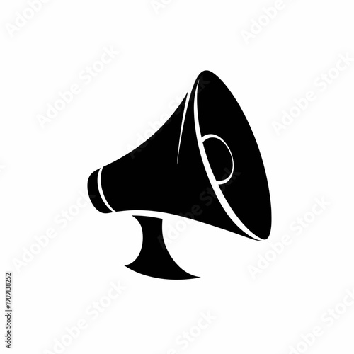Black Megaphone Icon on White Background.