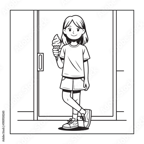 Rich girl moments: Bold and easy coloring pages for adults. line art illustration.