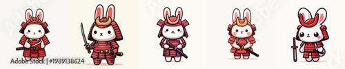 cute rabbit vector wearing samurai armor