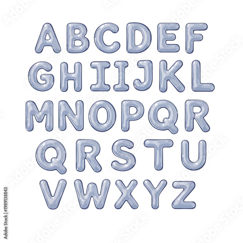 Alphabet letters in 3D plastic.