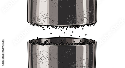 Metal press crushing particles