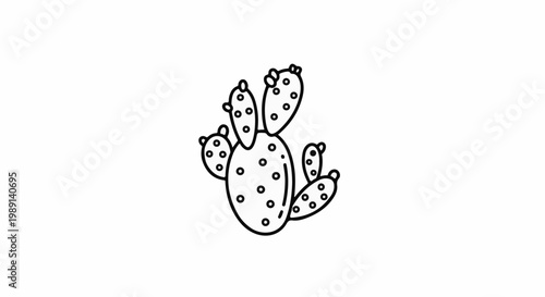 Minimalist line drawing of a prickly pear cactus with circles