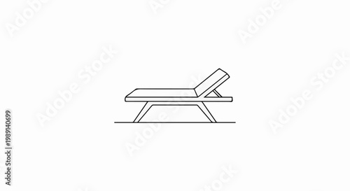 Minimalist line drawing of a modern chaise lounge chair