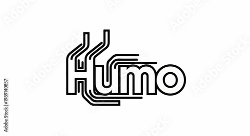 Minimalist graphic with bold black lines forming the word "humo