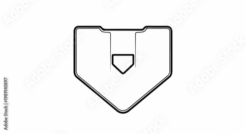 Minimalist outline of a baseball home plate on a white background
