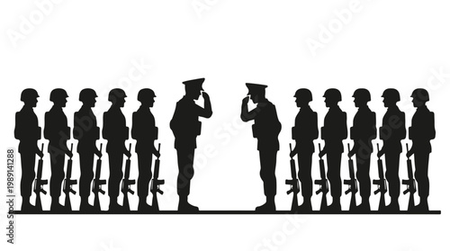 silhouette illustration vector of different army troops making peace, carrying out a ceasefire 17