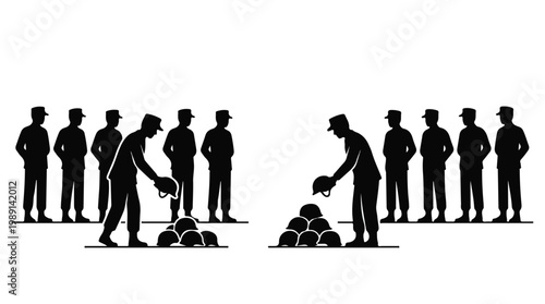 silhouette illustration vector of different army troops making peace, carrying out a ceasefire 12