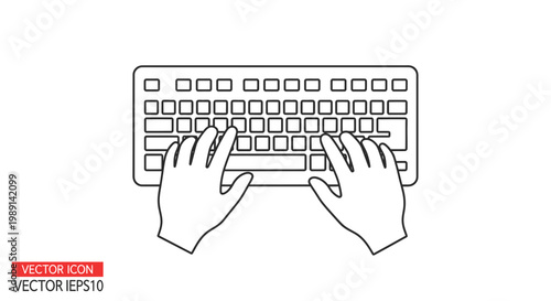 Hands Typing on Computer Keyboard, Modern Technology Concept