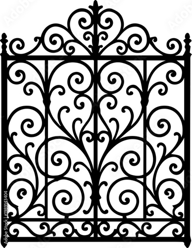 Ornate Wrought Iron Gate Decorative Vintage Design