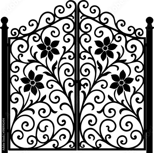 Ornate Wrought Iron Gate Decorative Vintage Design