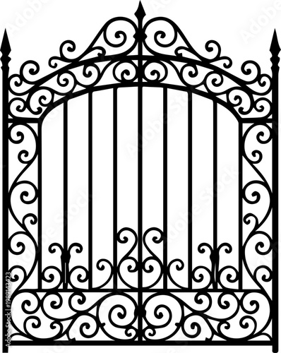 Ornate Wrought Iron Gate Decorative Vintage Design