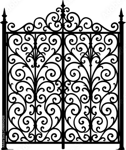 Ornate Wrought Iron Gate Decorative Vintage Design