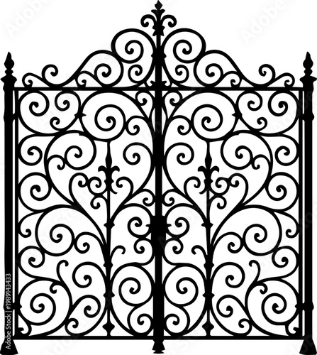 Ornate Wrought Iron Gate Decorative Vintage Design